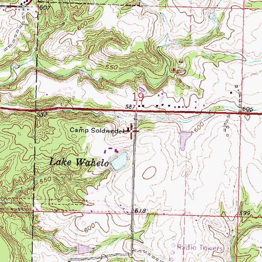 Topographic Map of Camp Soldwedel, IL