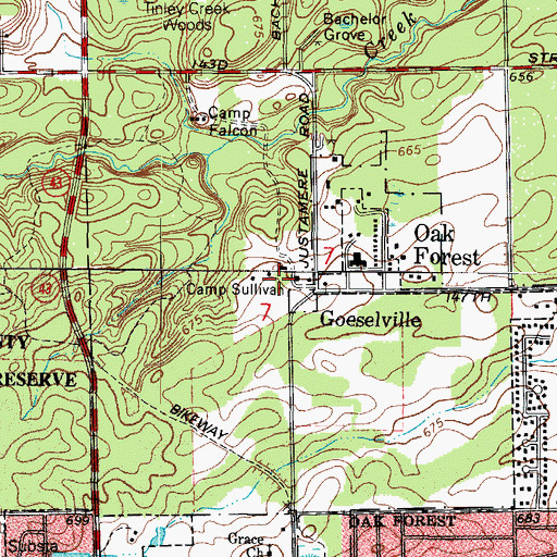 Topographic Map of Camp Sullivan, IL
