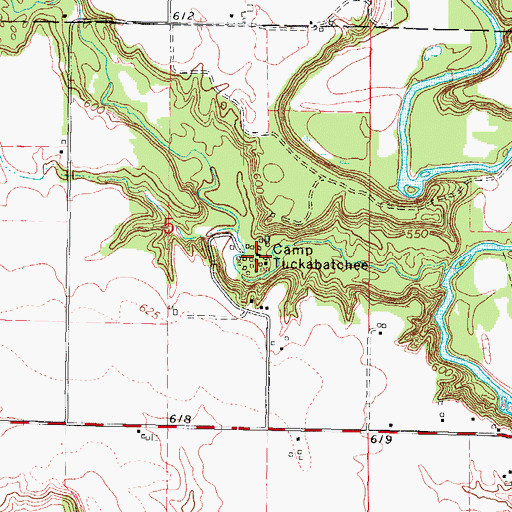 Topographic Map of Camp Tuckabatchee, IL