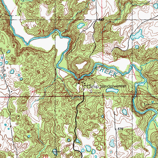 Topographic Map of Camp Vanderventer, IL