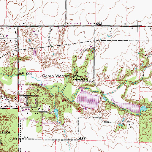Topographic Map of Camp Warren, IL
