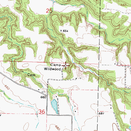 Topographic Map of Camp Wildwood, IL