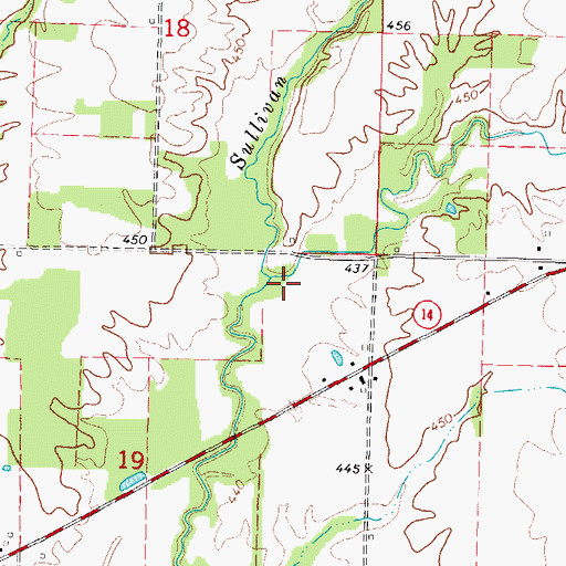 Topographic Map of Campbell Branch, IL