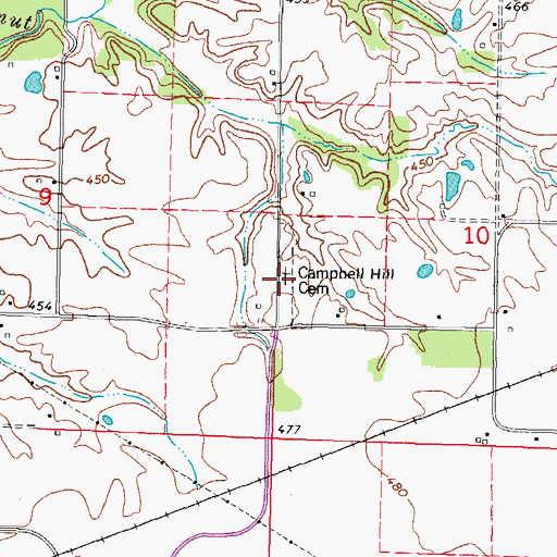 Topographic Map of Campbell Hill Cemetery, IL