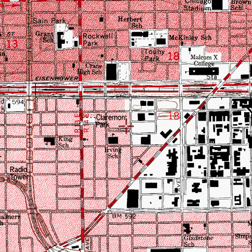 Topographic Map of Campbell Park, IL