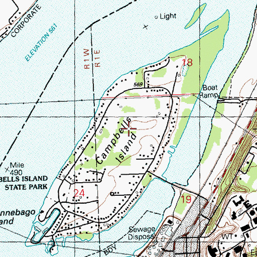 Topographic Map of Campbells Island, IL