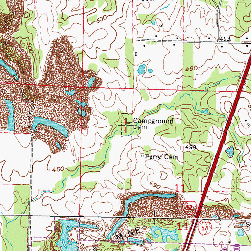 Topographic Map of Camp Ground Cemetery, IL
