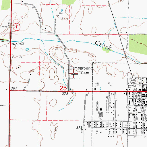 Topographic Map of Campground Cemetery, IL