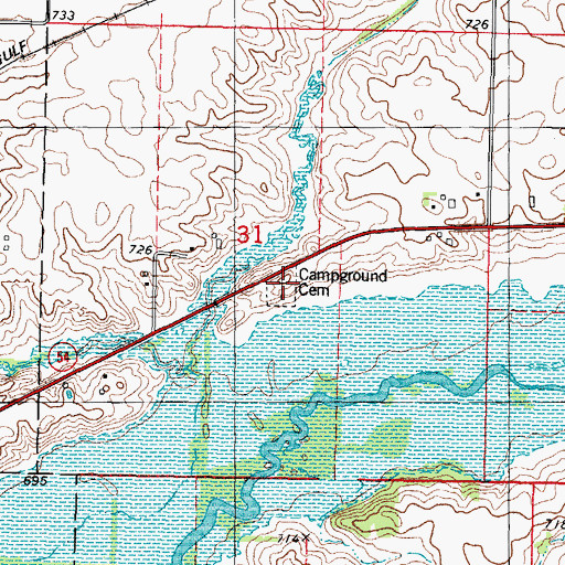 Topographic Map of Campground Cemetery, IL