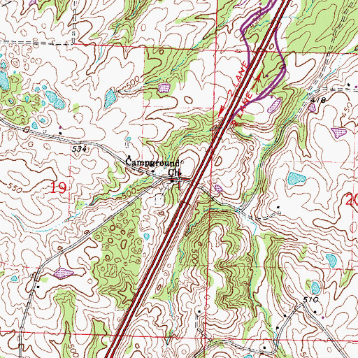 Topographic Map of Campground Church, IL