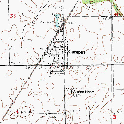 Topographic Map of Campus, IL