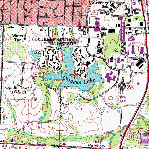 Topographic Map of Campus Lake, IL
