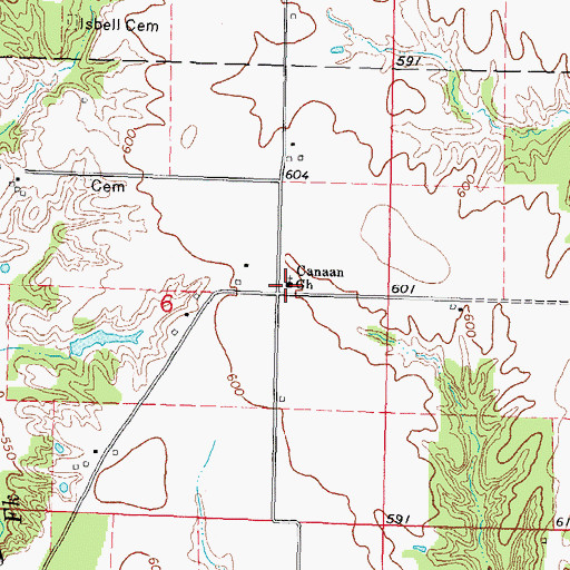 Topographic Map of Canaan Church, IL
