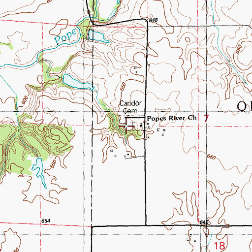 Topographic Map of Candor Cemetery, IL