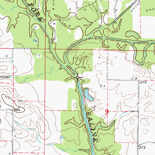 Topographic Map of Cane Creek, IL