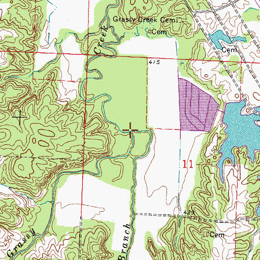 Topographic Map of Caney Branch, IL
