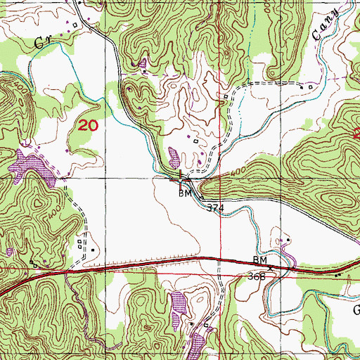Topographic Map of Caney Creek, IL