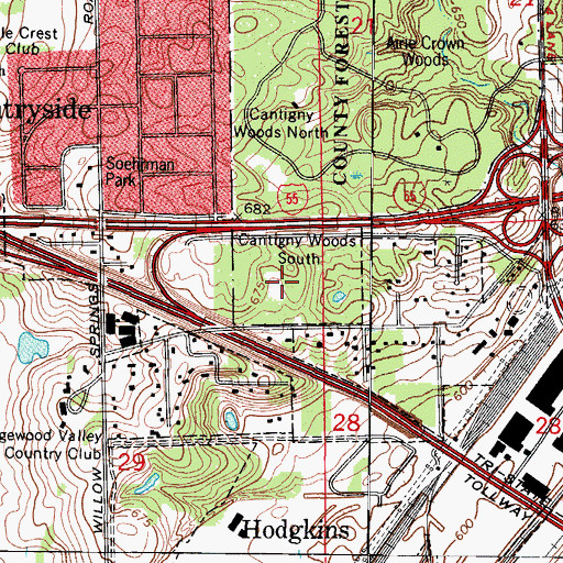 Topographic Map of Cantigny Woods South, IL