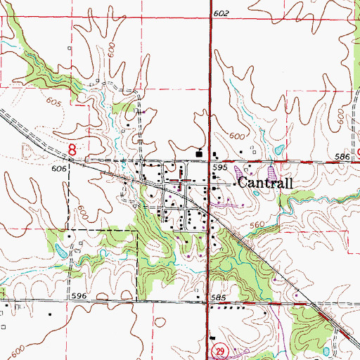 Topographic Map of Cantrall, IL