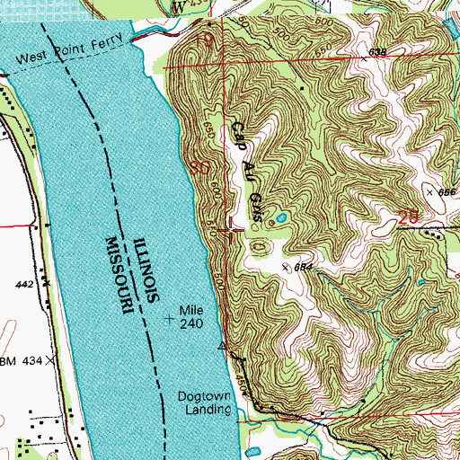 Topographic Map of Cap Au Gris, IL