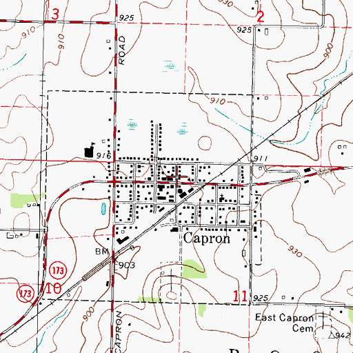 Topographic Map of Capron, IL