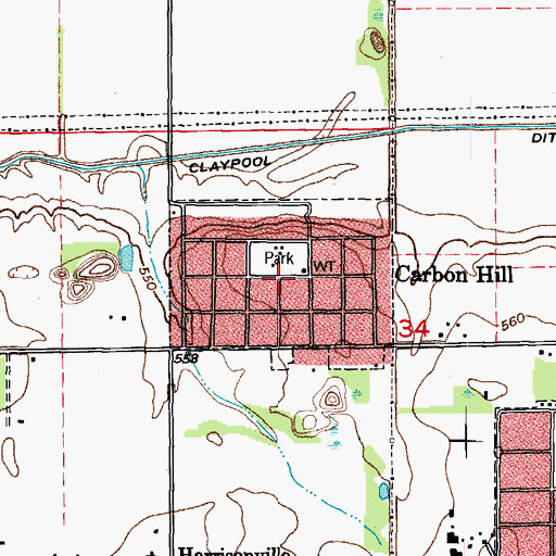 Topographic Map of Carbon Hill, IL