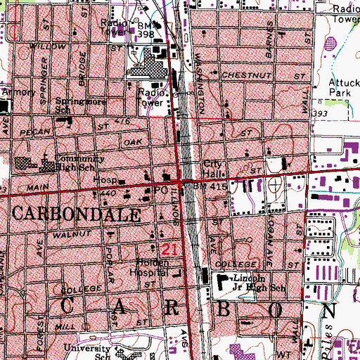 Topographic Map of Carbondale, IL