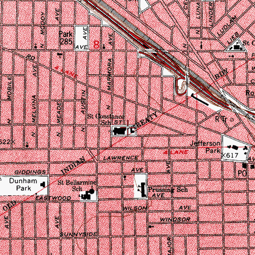 Topographic Map of Cardinal Stritch High School, IL