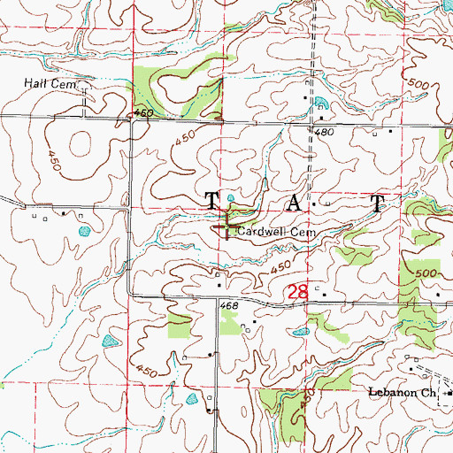 Topographic Map of Cardwell Cemetery, IL