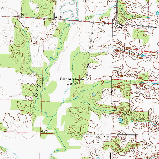 Topographic Map of Cariens Cemetery, IL