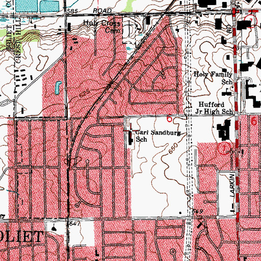 Topographic Map of Carl Sandburg School, IL