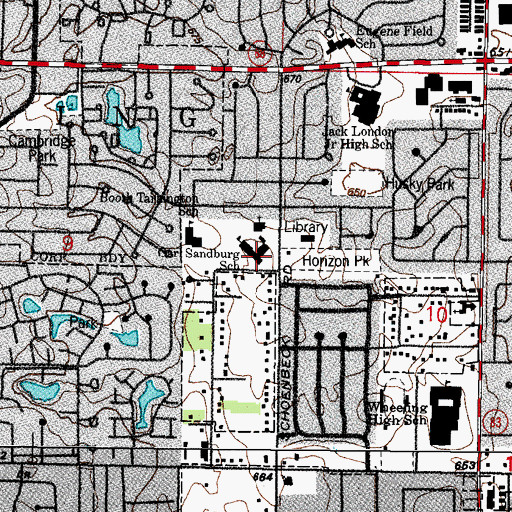 Topographic Map of Carl Sandburg School, IL