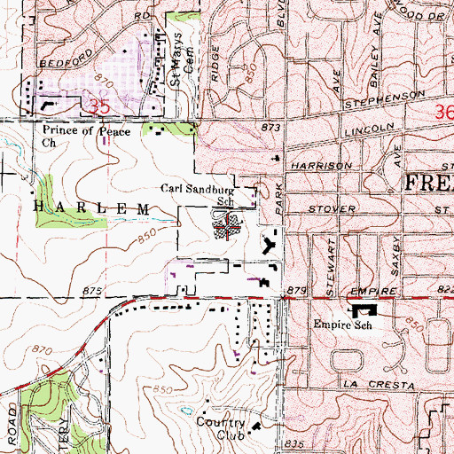 Topographic Map of Carl Sandburg Upper Elementary School, IL
