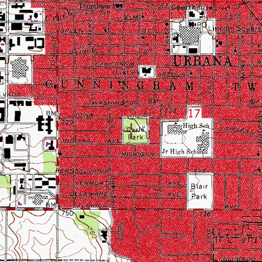 Topographic Map of Carle Park, IL