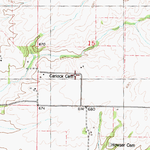 Topographic Map of Carlock Cemetery, IL
