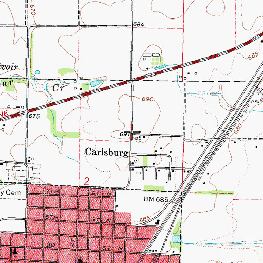 Topographic Map of Carlsburg, IL