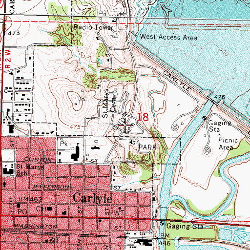 Topographic Map of Carlyle Cemetery, IL