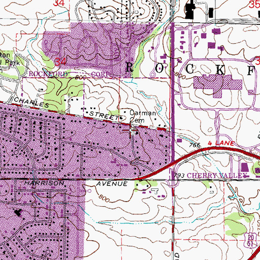 Topographic Map of Carman Cemetery, IL