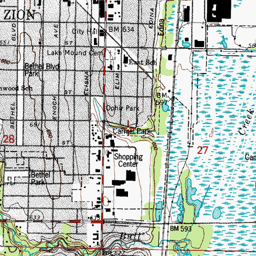 Topographic Map of Carmel Park, IL
