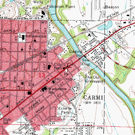 Topographic Map of Carmi, IL