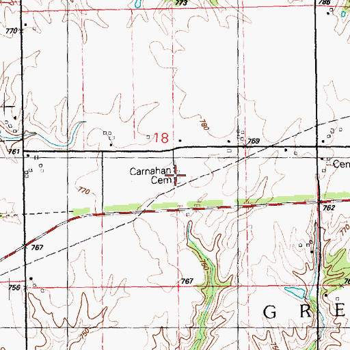 Topographic Map of Carnahan Cemetery, IL