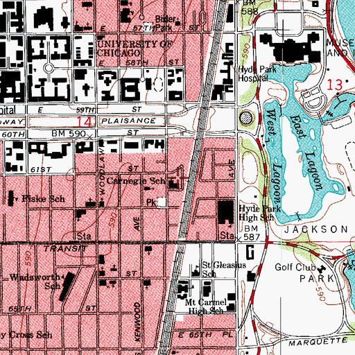 Topographic Map of Carnegie Elementary School, IL