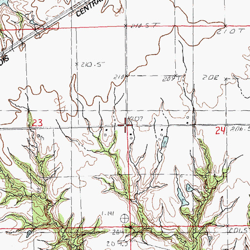 Topographic Map of Carnes School (historical), IL