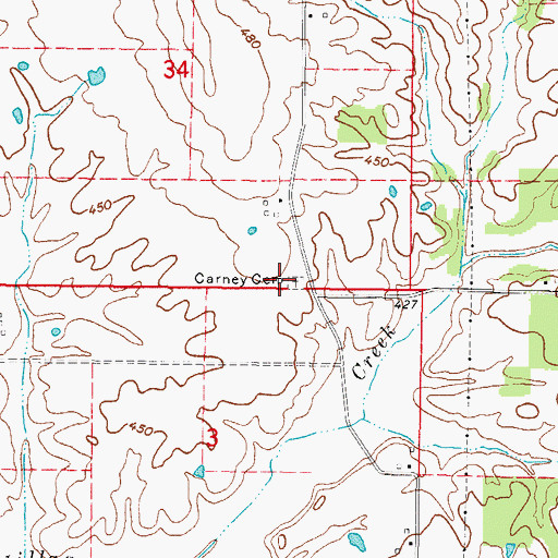 Topographic Map of Carney Cemetery, IL