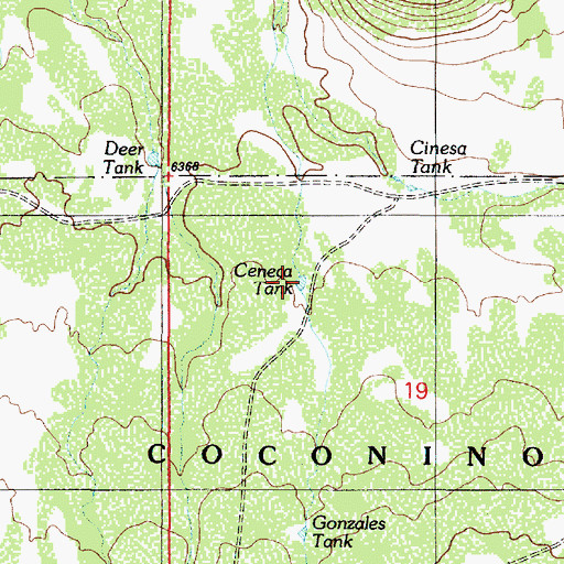Topographic Map of Ceneca Tank, AZ