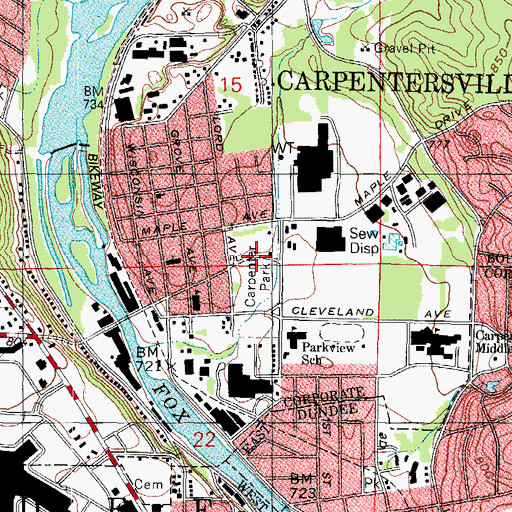Topographic Map of Carpenter Park, IL