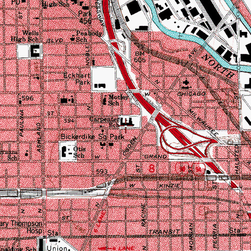 Topographic Map of Carpenter Elementary School, IL