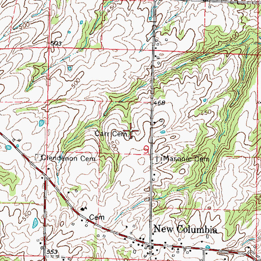 Topographic Map of Carr Cemetery, IL