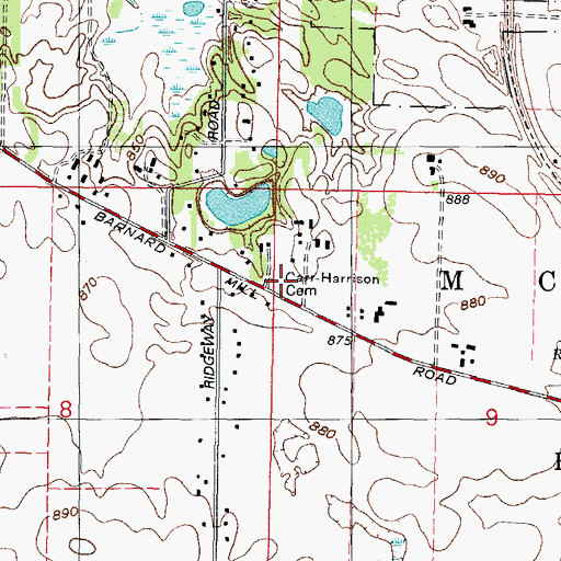 Topographic Map of Carr-Harrison Cemetery, IL