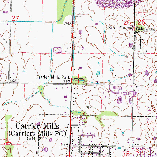Topographic Map of Carrier Mills Park, IL
